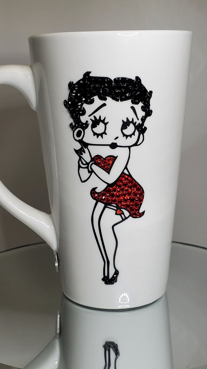 Spoontiques - Insulated Travel Mug - Betty Boop Hearts Ceramic Coffee Cup -  Coffee Lovers Gift - Funny Coffee Mug - 15 oz - Black