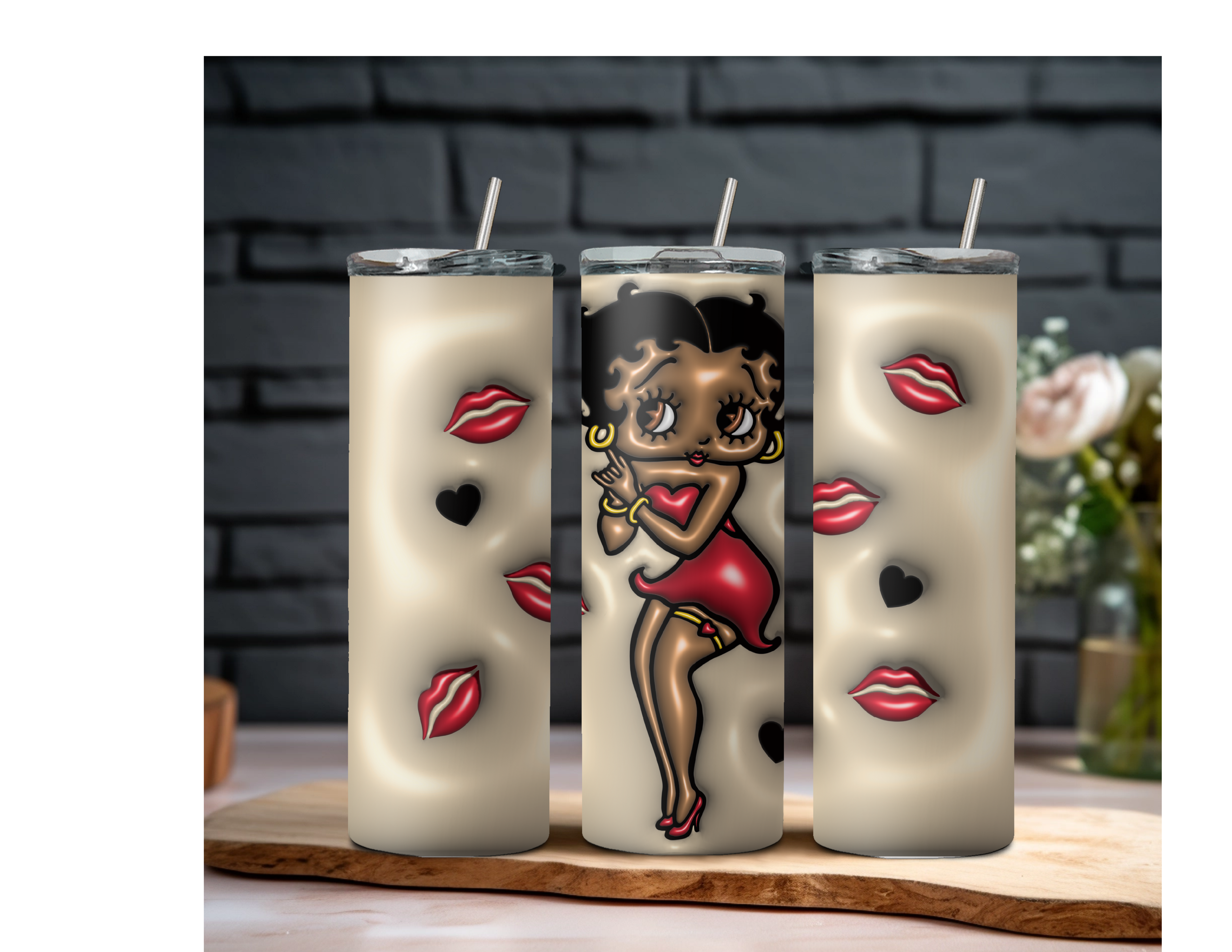 3D Puff Betty Boop 20oz Stainless Steel Tumbler