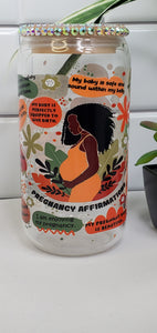 Pregnancy Affirmation Glass Can w/Bling Lid