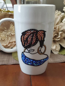 Custom Coffee Mug: Beautiful Lady Blinged Coffee Mug, Tumbler or Wineglass.