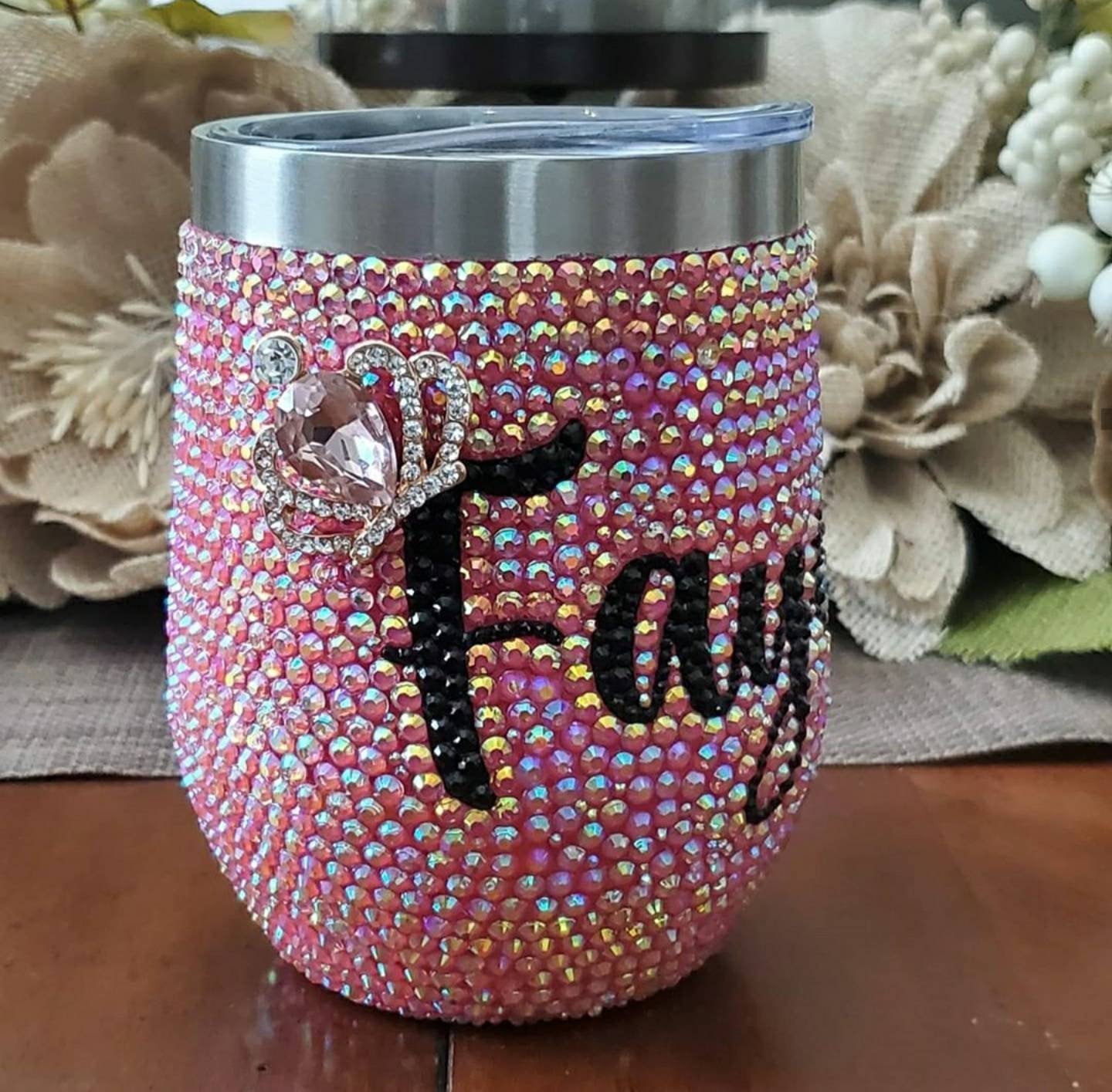 20oz Stainless Steel Blinged Stemless Wineglass