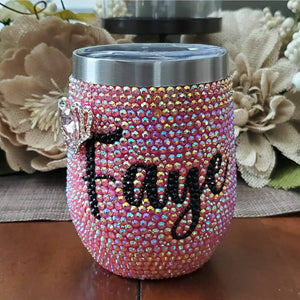 20oz Stainless Steel Blinged Stemless Wineglass